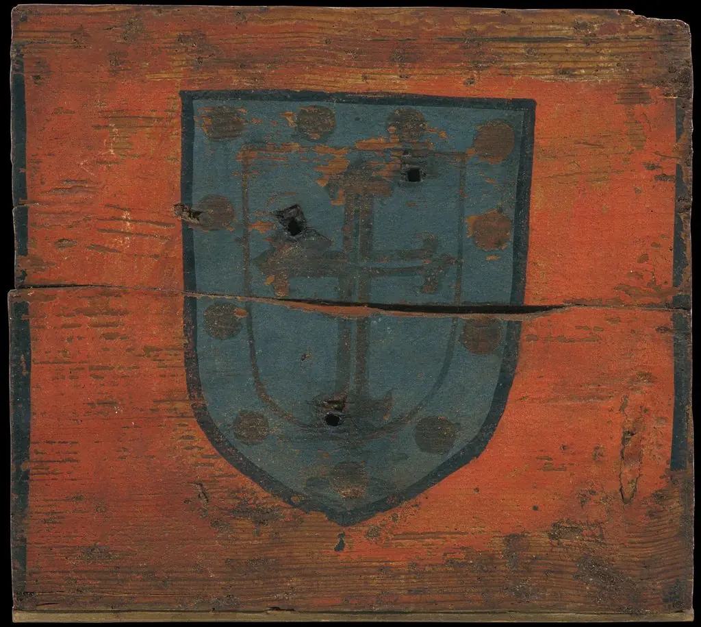 Small coffered ceiling panel with coat of arms
