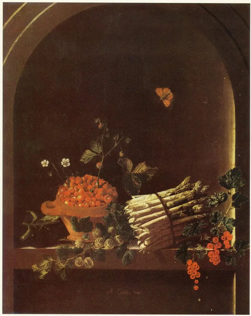 Still Life with Fruit and Asparagus