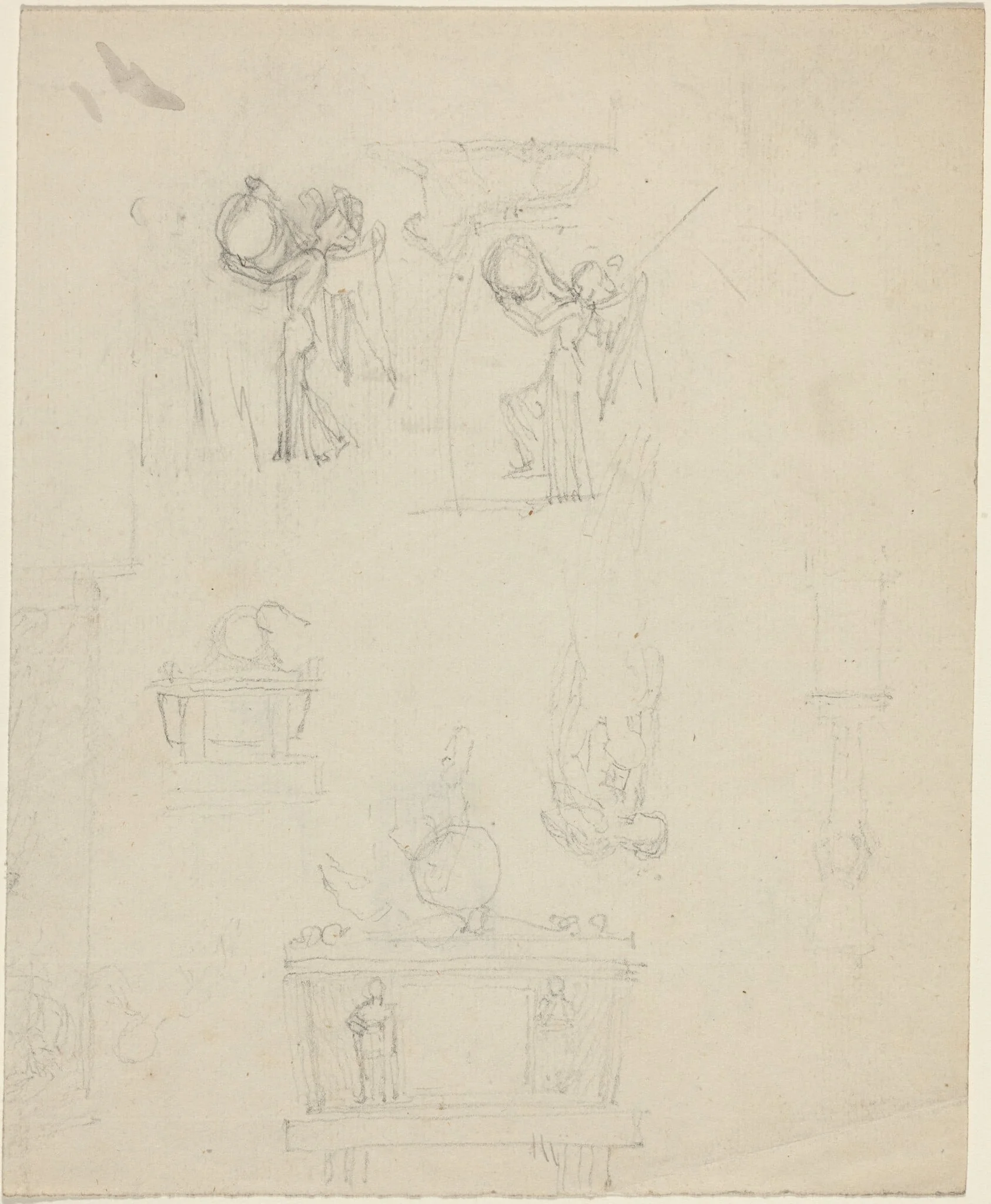 Sheet of Studies [recto and verso], by John Flaxman, graphite, 1790