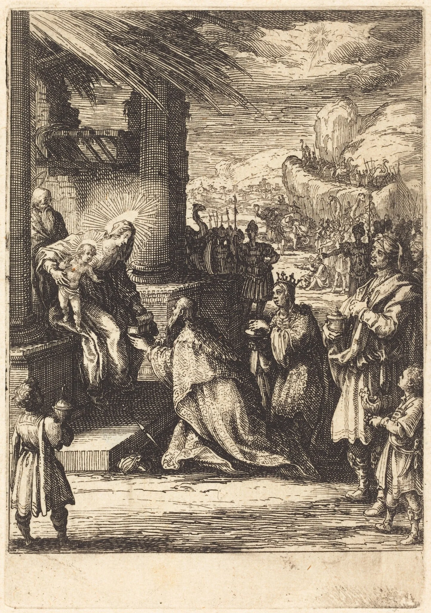 The Adoration of the Magi, by Jacques Callot, ink, 1626