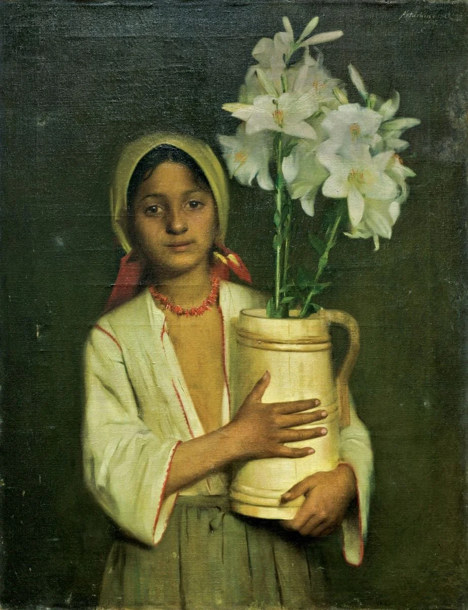 Fată cu crin, by Constantin Artachino, 1894