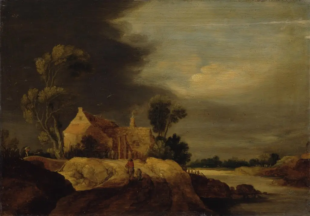 A Landscape with Farmer's House at a River