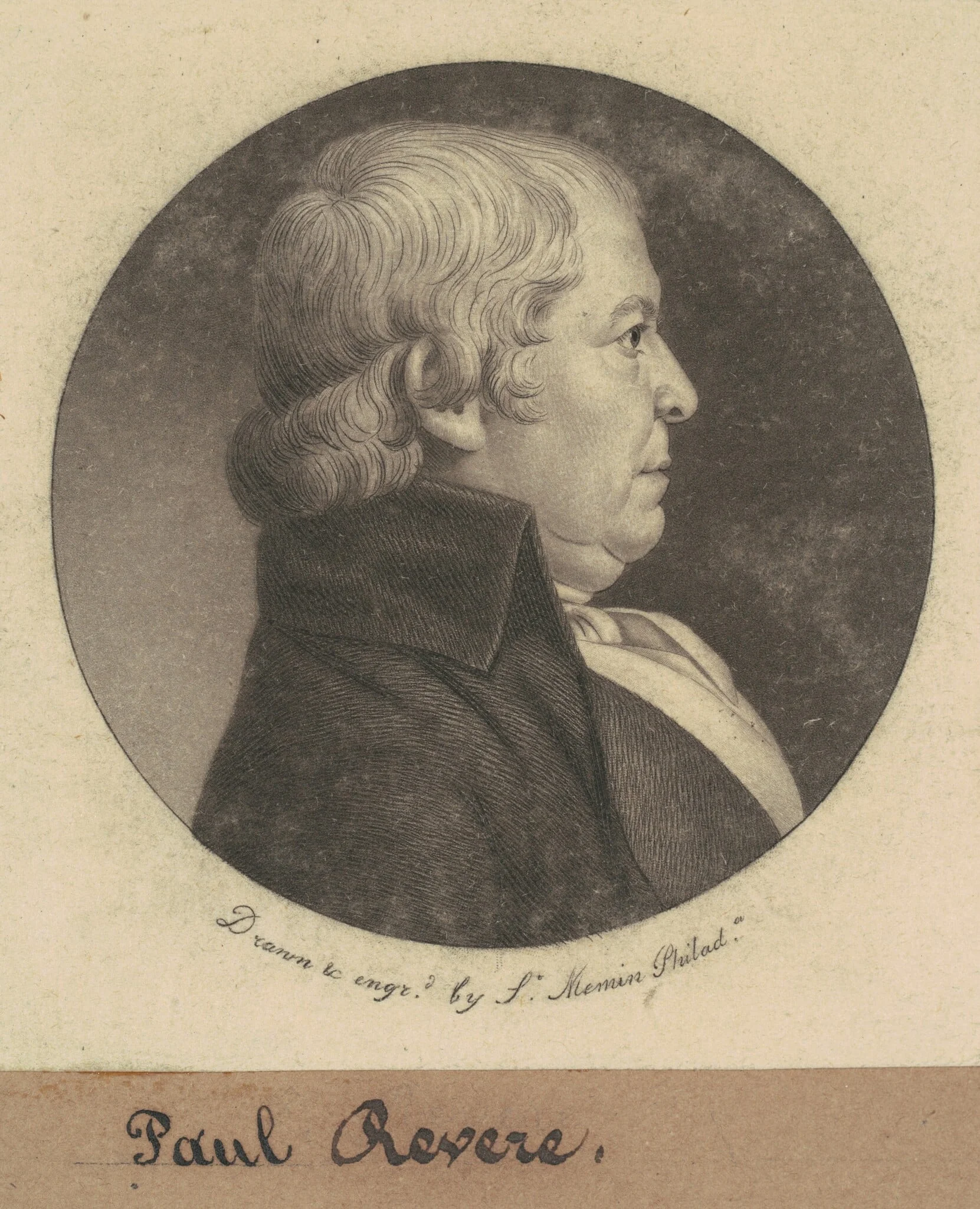 Paul Revere, by Charles Balthazar Julien Févret de Saint-Mémin, ink, 1800
