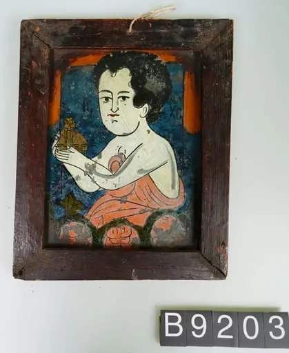 Icoană pe sticlă „Isus cu Globul”