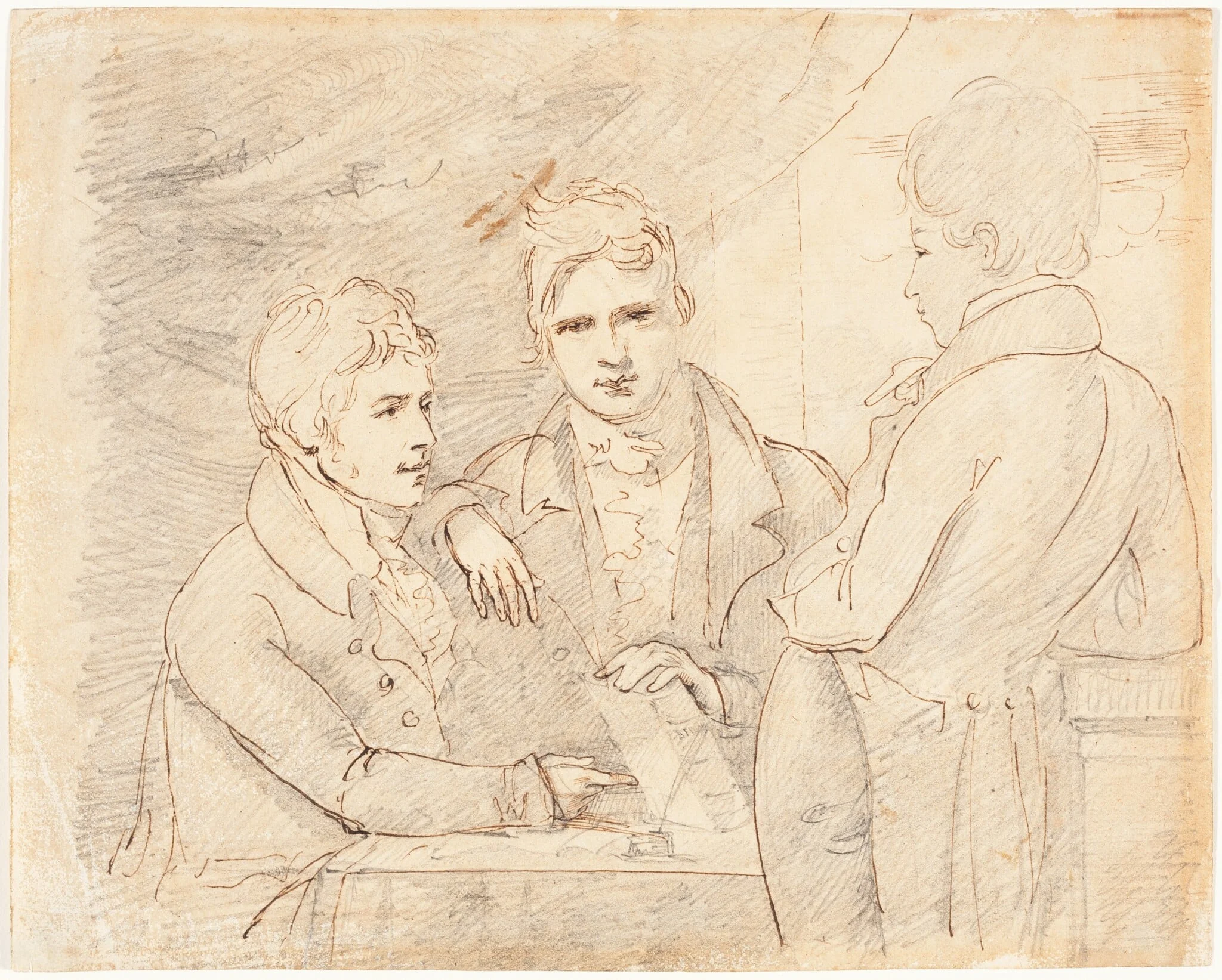 Young Gentlemen in Conversation, by John Jackson, ink, 1804
