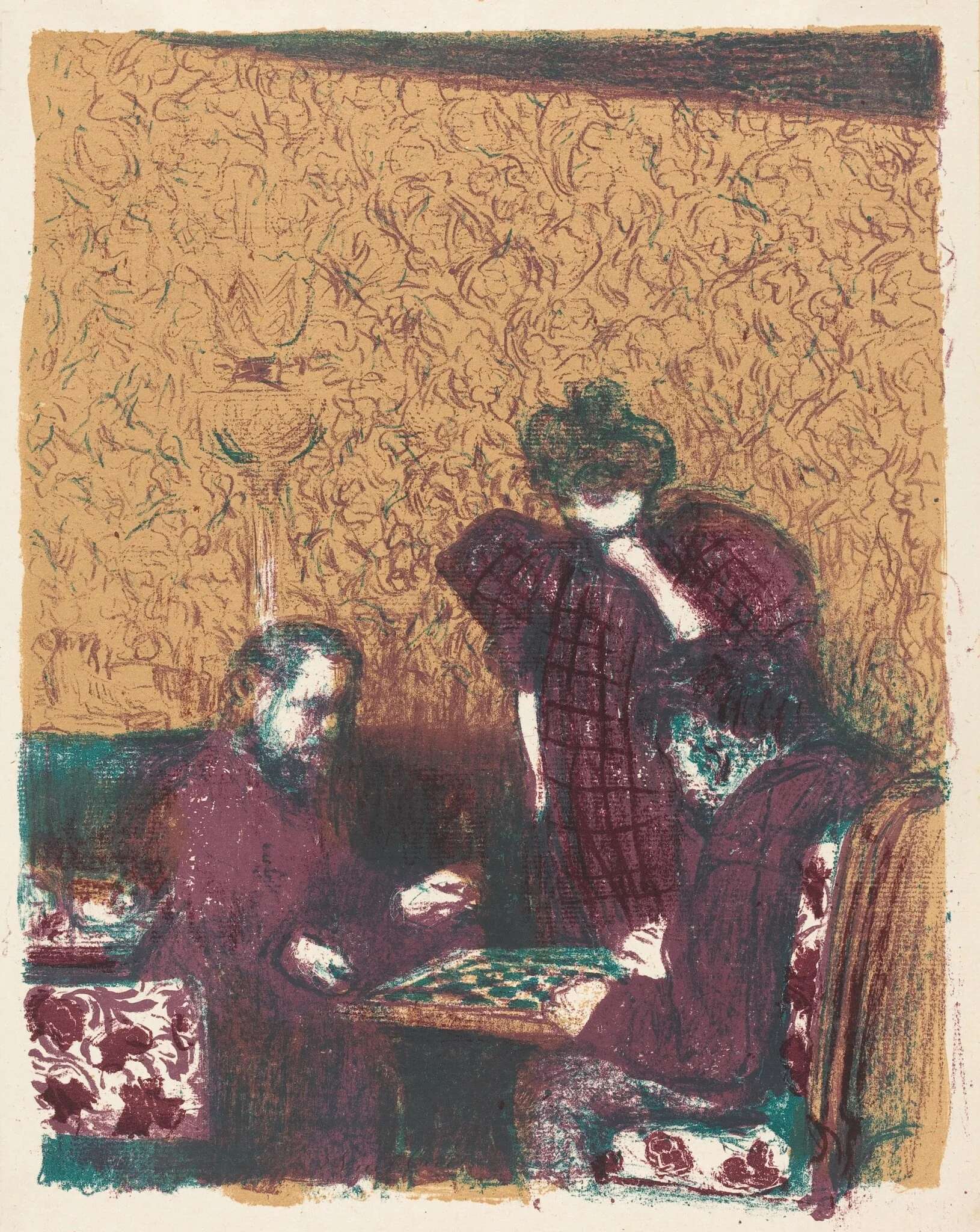 Game of Checkers (La partie de dames), by Édouard Vuillard, graphite, 1898