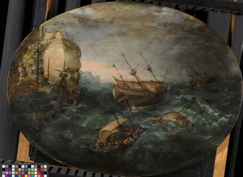 Shipwreck off a Rocky Coast