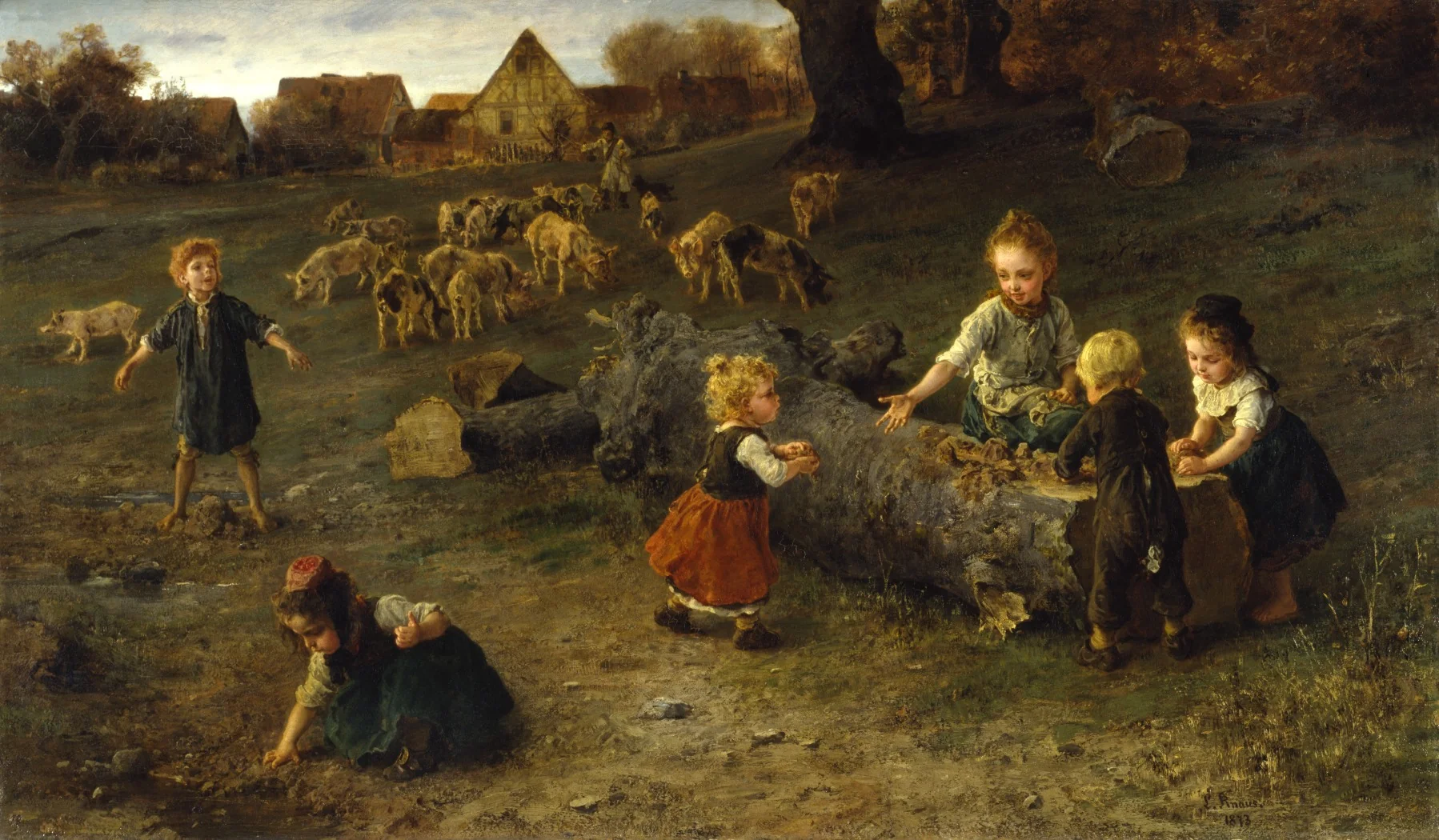 Mud Pies, by Ludwig Knaus, oil, 1873