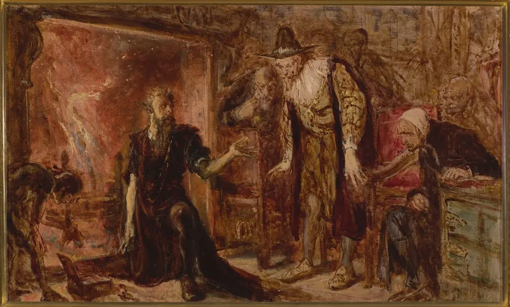 Alchemist Sendivogius and Sigismund III, sketch
