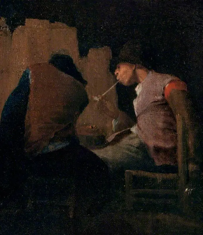 Two Peasants Smoking by a Fire ('Silent Companions')