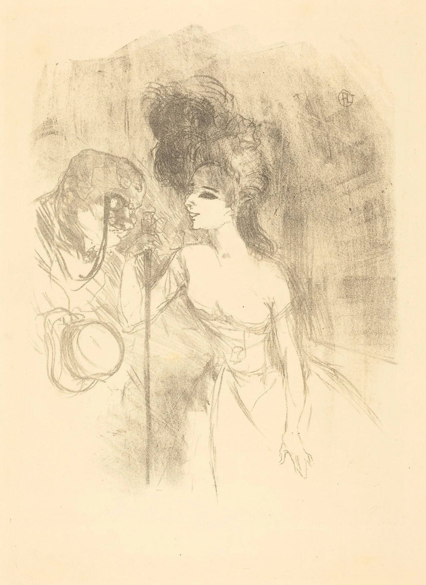 Anna Held and Baldy (Anna Held et Baldy), by Henri de Toulouse-Lautrec, ink, 1896