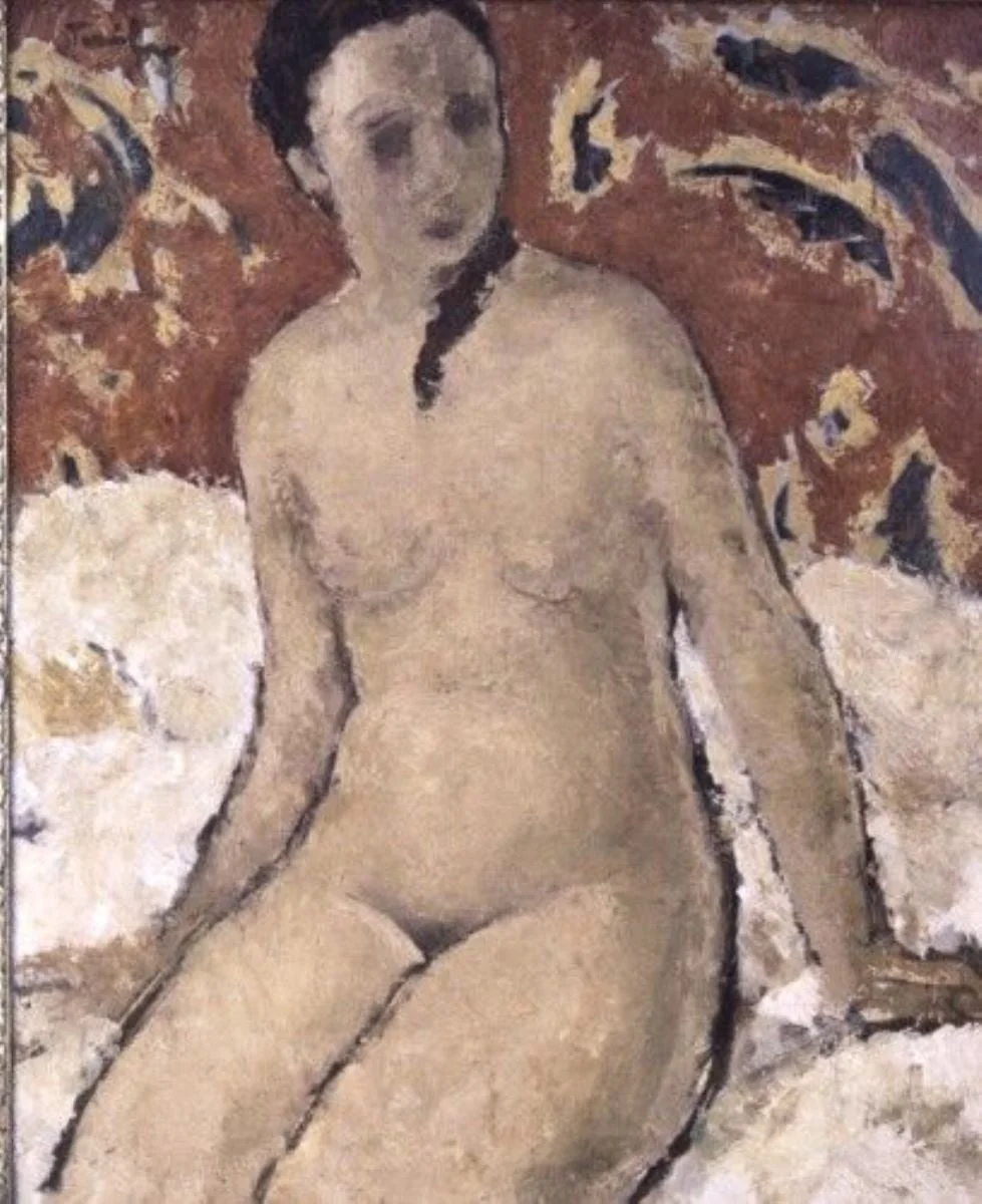 Nud pe fond decorativ, by Nicolae Tonitza, unspecified, 1923