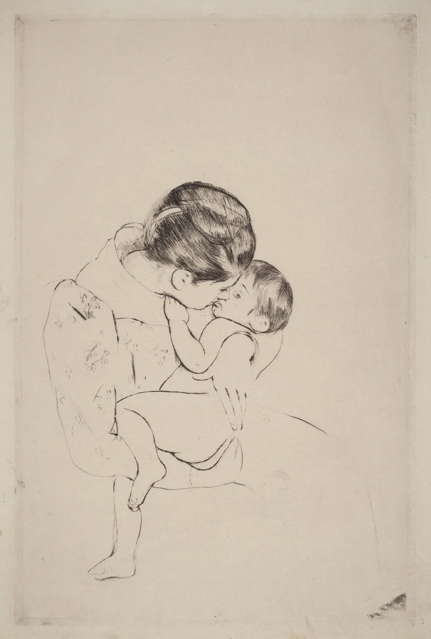 Mother's Kiss, by Mary Cassatt, ink, 1890
