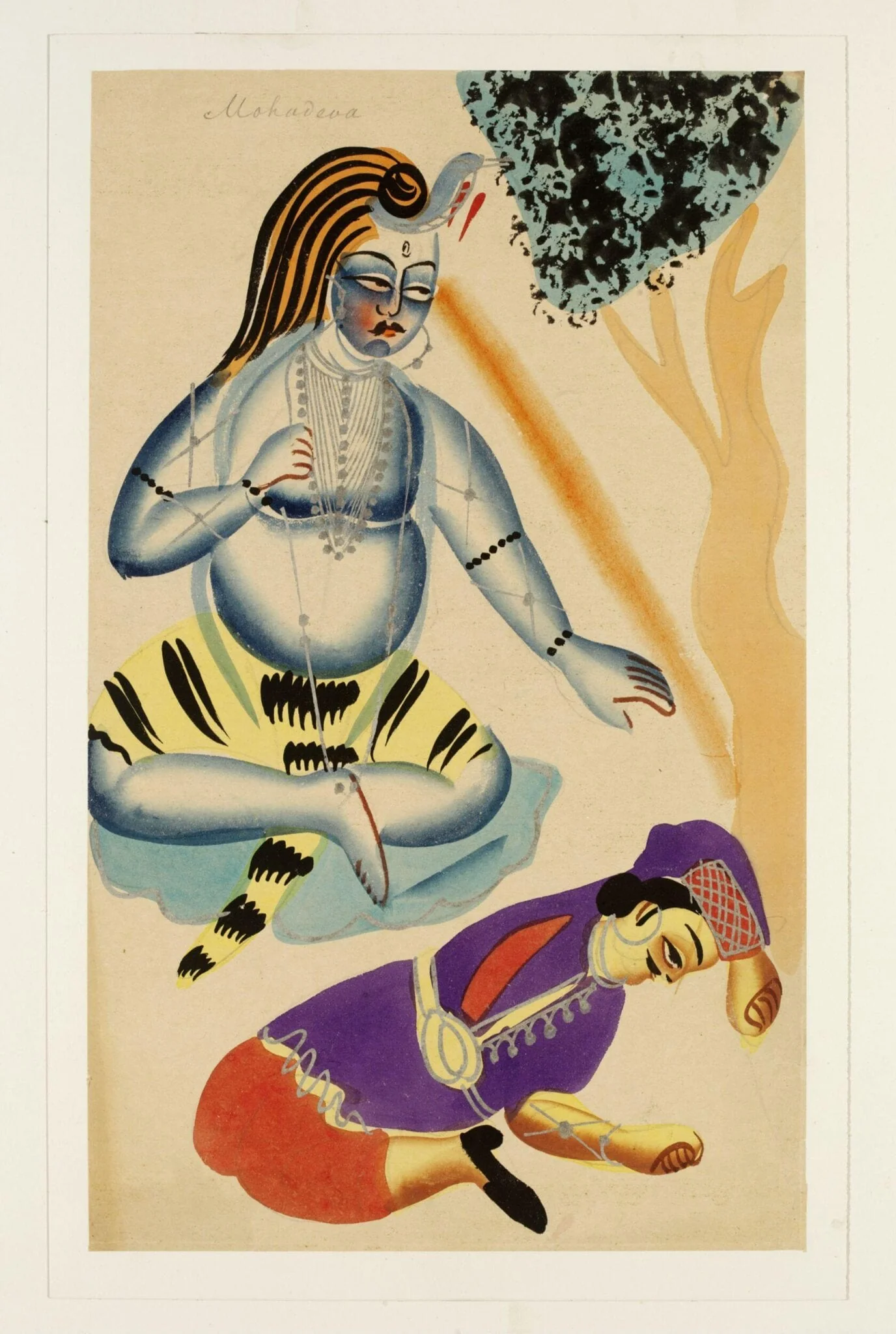 Shiva and Kama, by Unknown, paint, 1885