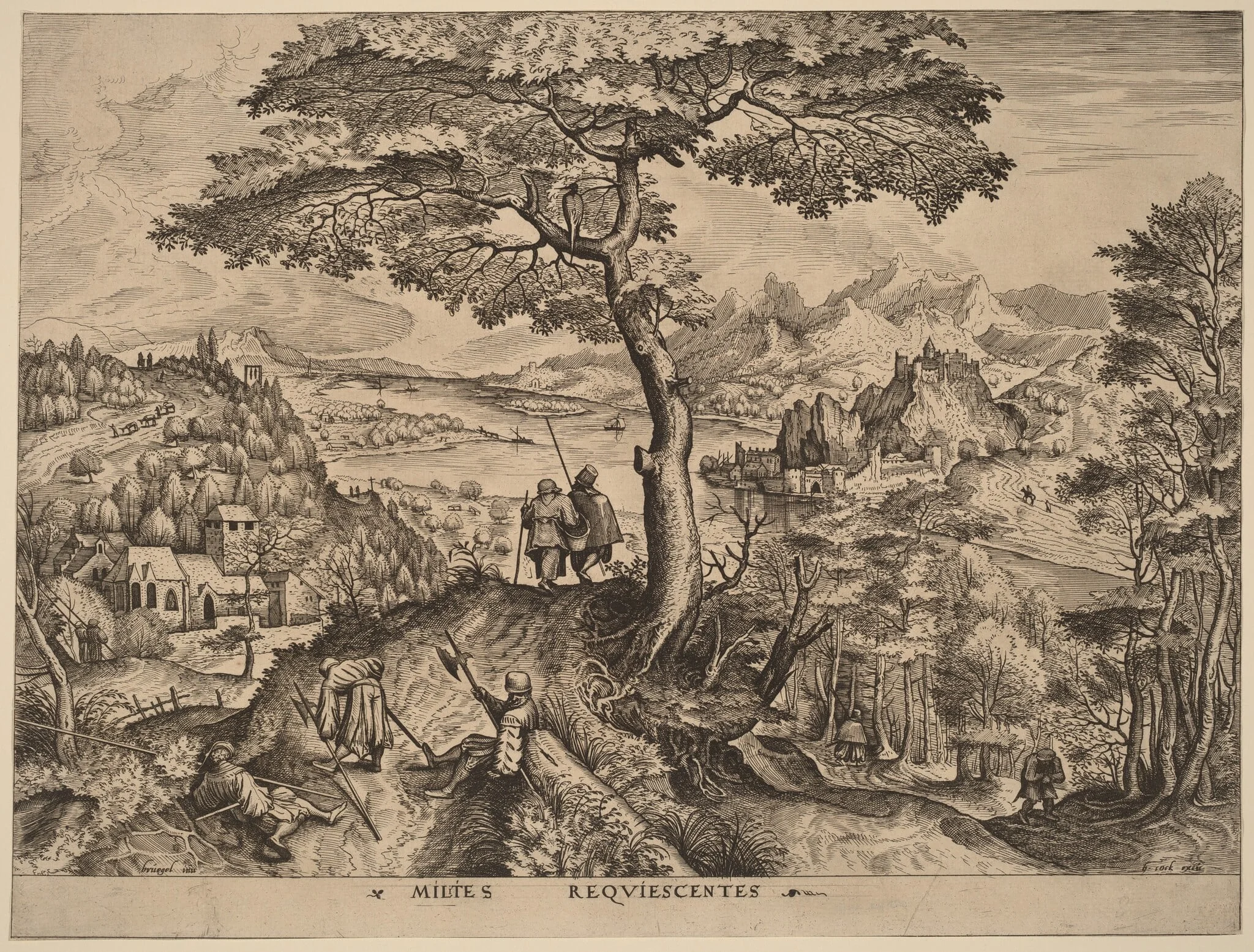 Milites Requiescentes (Soldiers at Rest), by Lucas van Doetechum, ink, 1556
