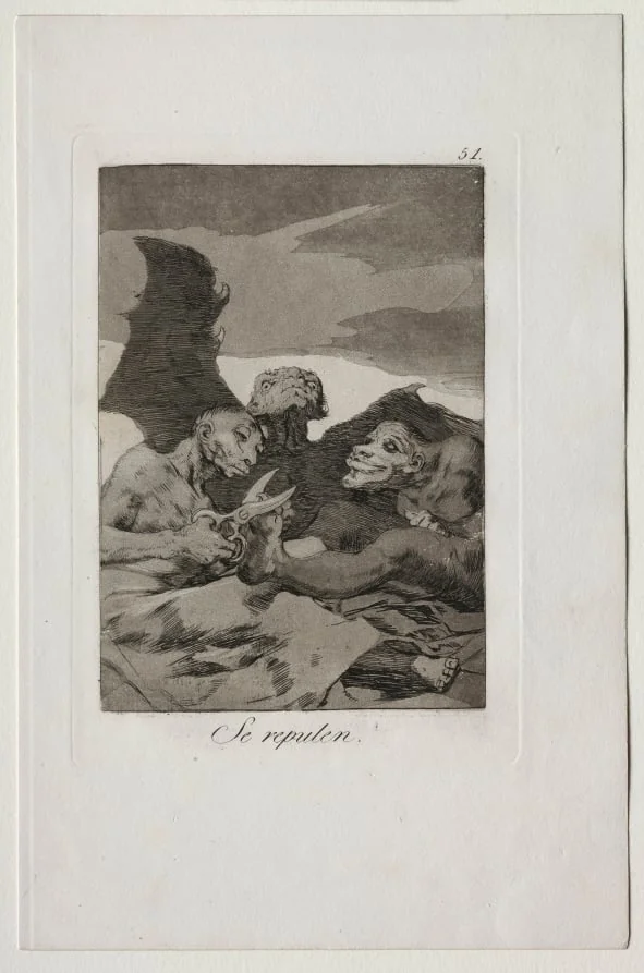 They Spruce Themselves Up, Plate 51, by Francisco Goya, 1799