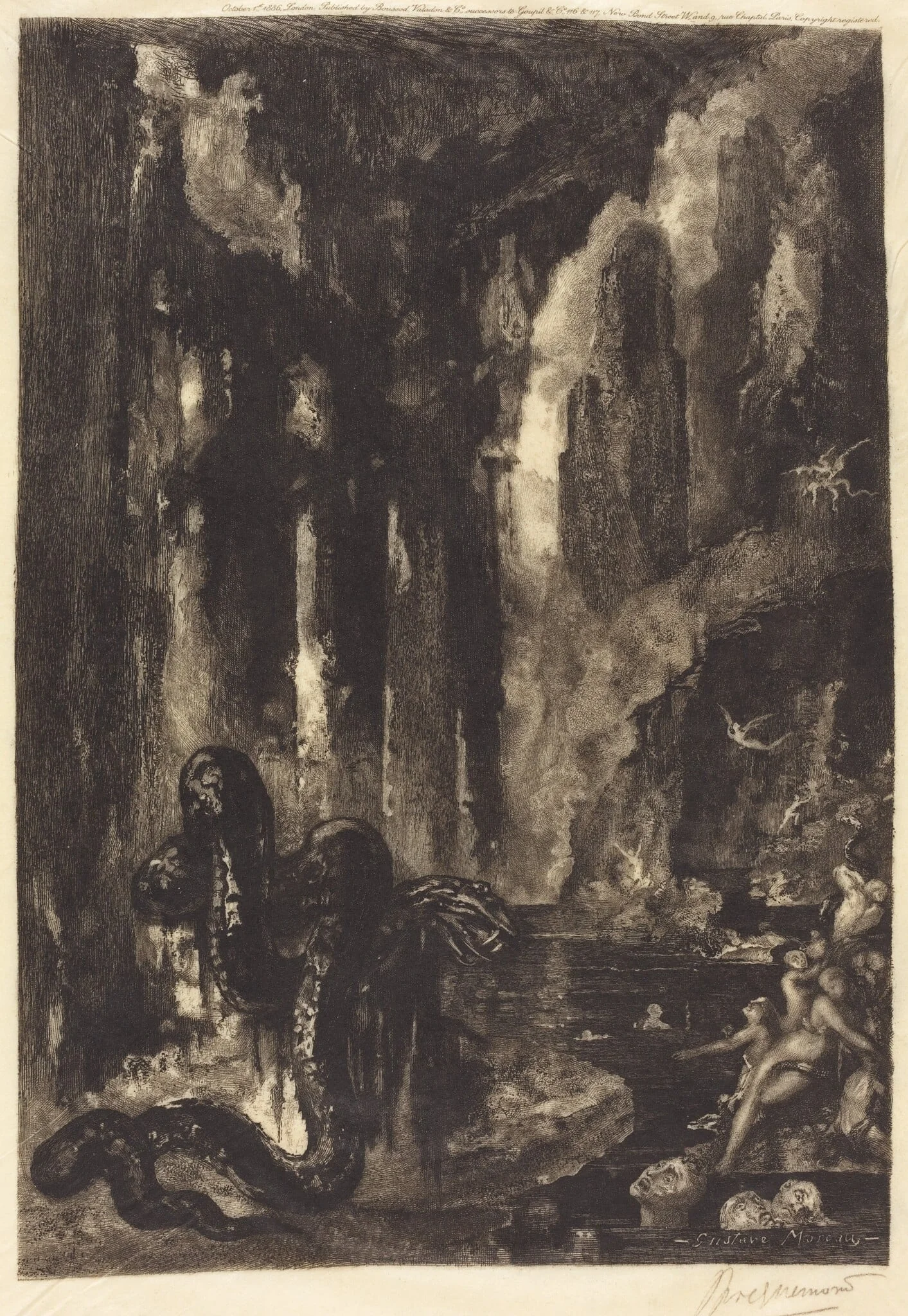 Untitled (The Dream of the Mogul?), by Félix Bracquemond, ink, 1886