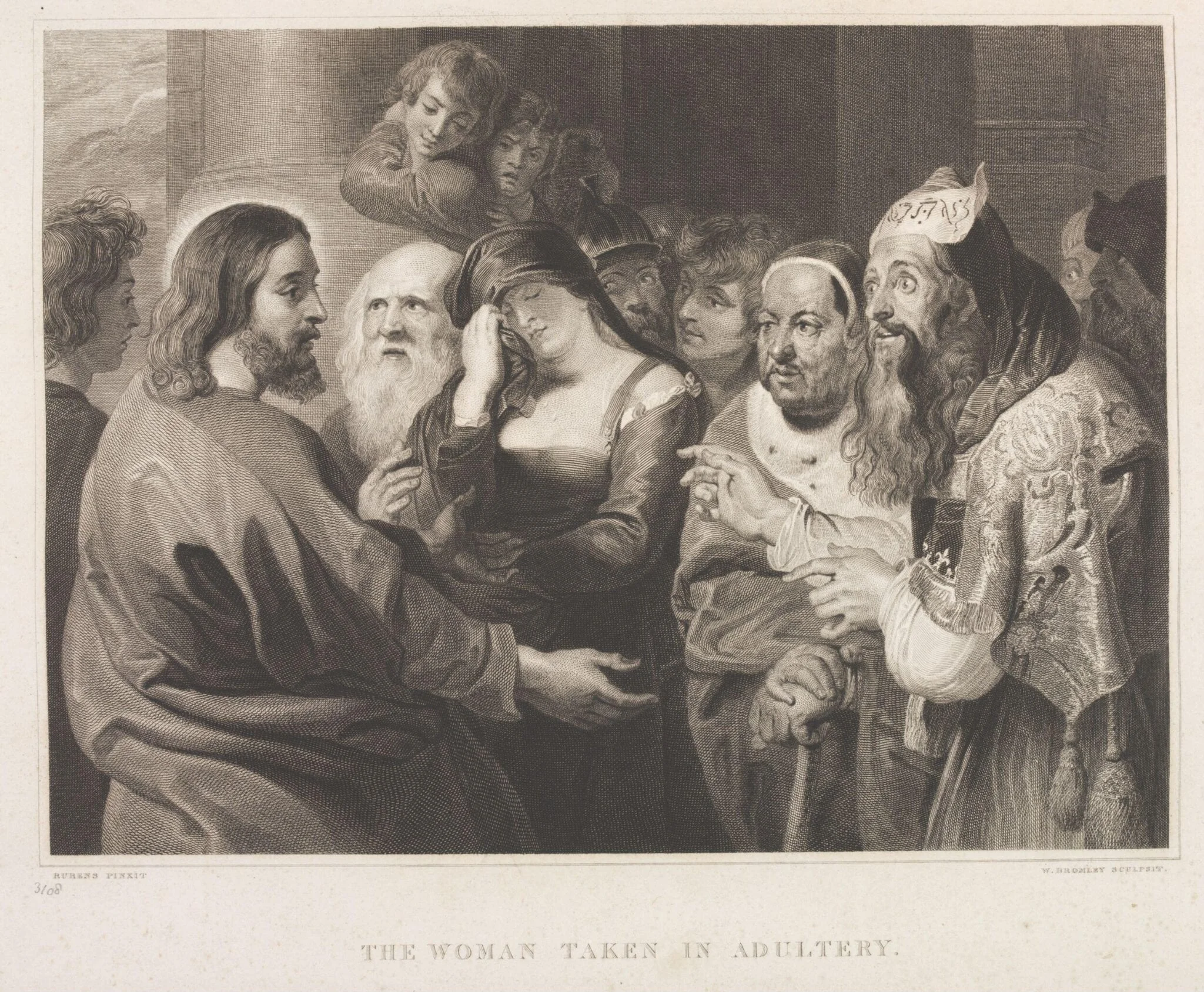 The Woman Taken in Adultery, by William Bromley, 1850