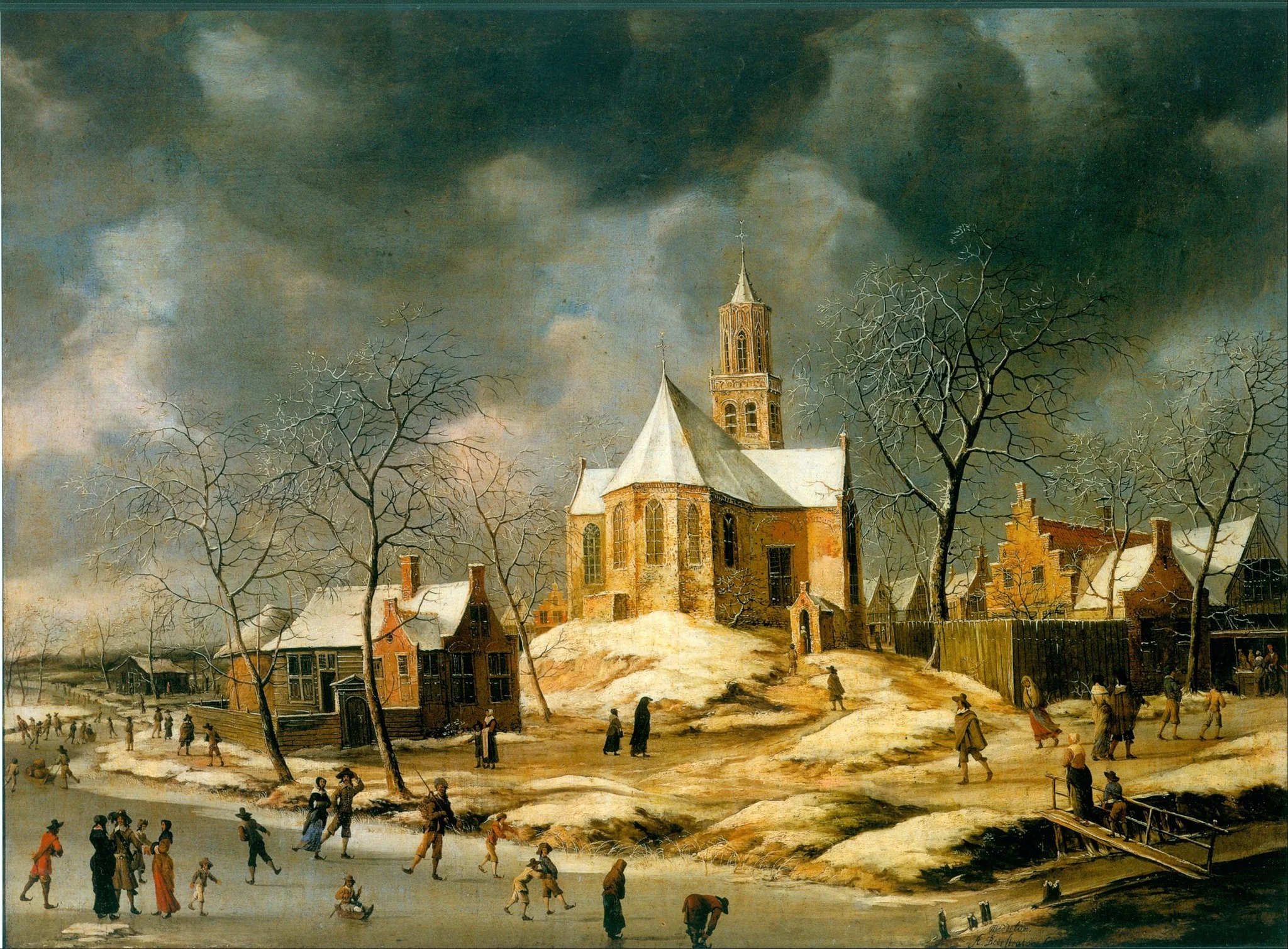 The village of Midlum, by Abraham Beerstraaten, oil, 1900