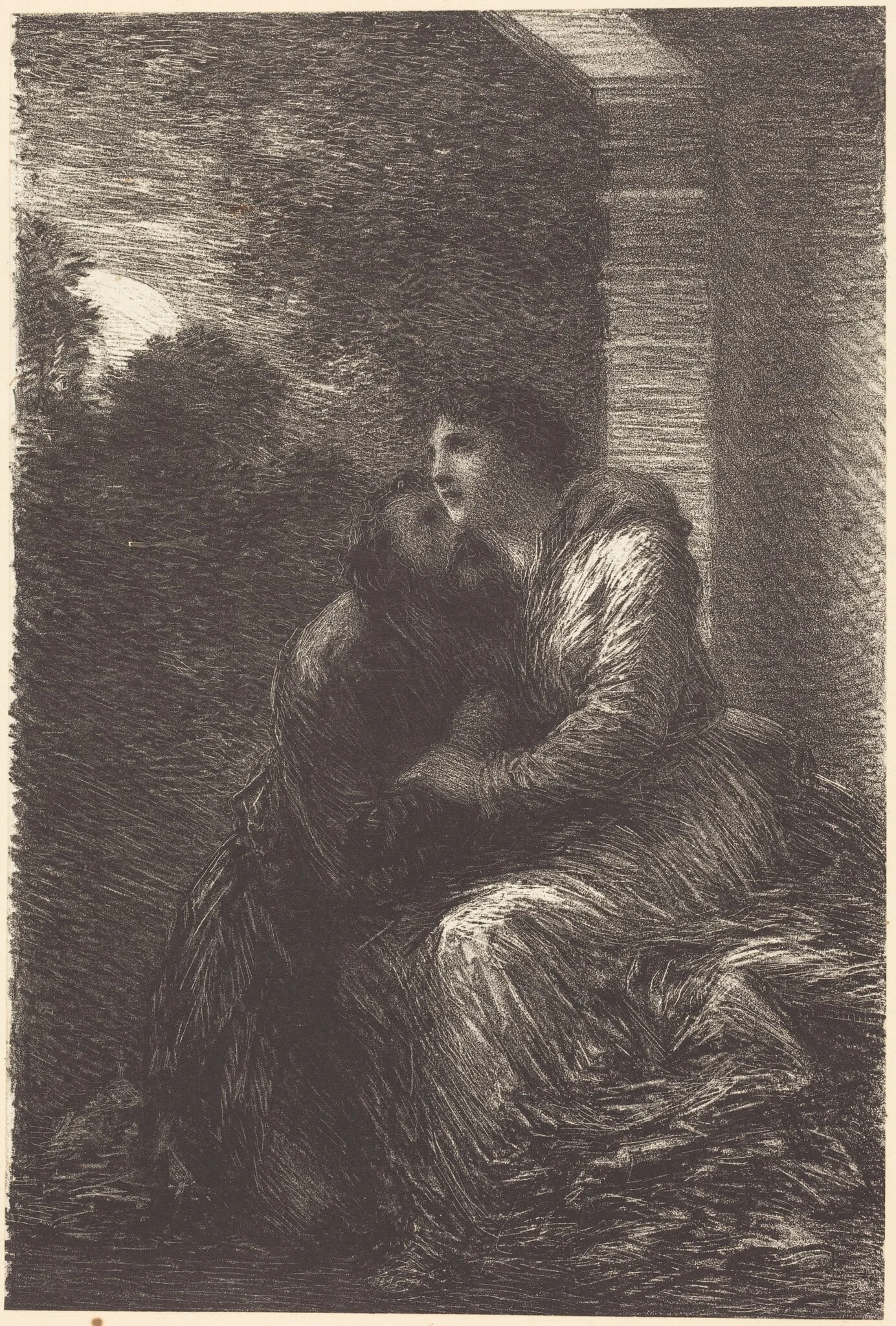 Love Scene from Act III of "Lohengrin", by Henri Fantin-Latour, ink, 1886