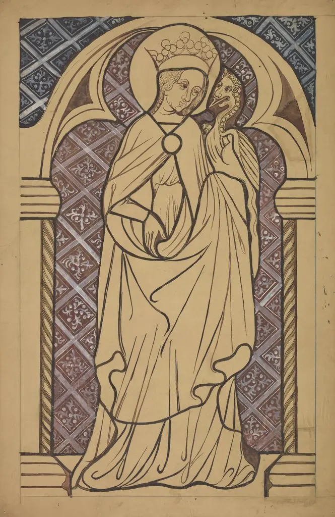 Saint Margaret. Artistic reconstruction of a stained-glass panel from the Dominican church in Kraków
