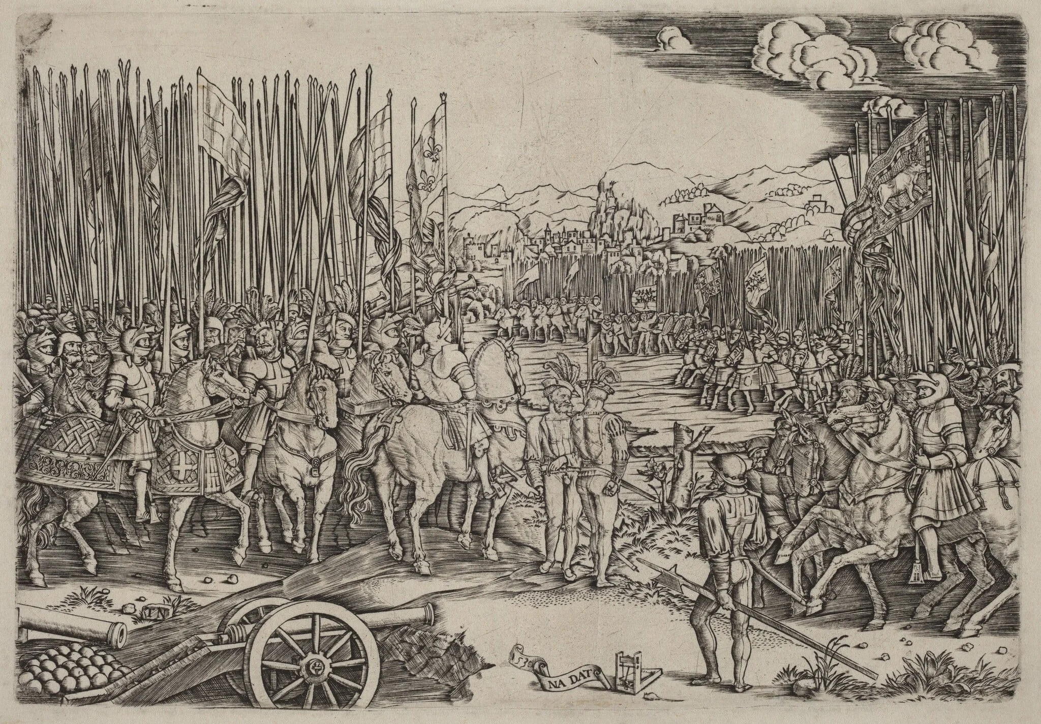The Two Armies at the Battle of Ravenna, by Master NA.DAT with the Mousetrap, ink, 1512