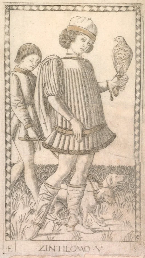 Gentleman (from the Tarocchi series E: Conditions of Man, #5), by Master of the E-Series Tarocchi, 1465