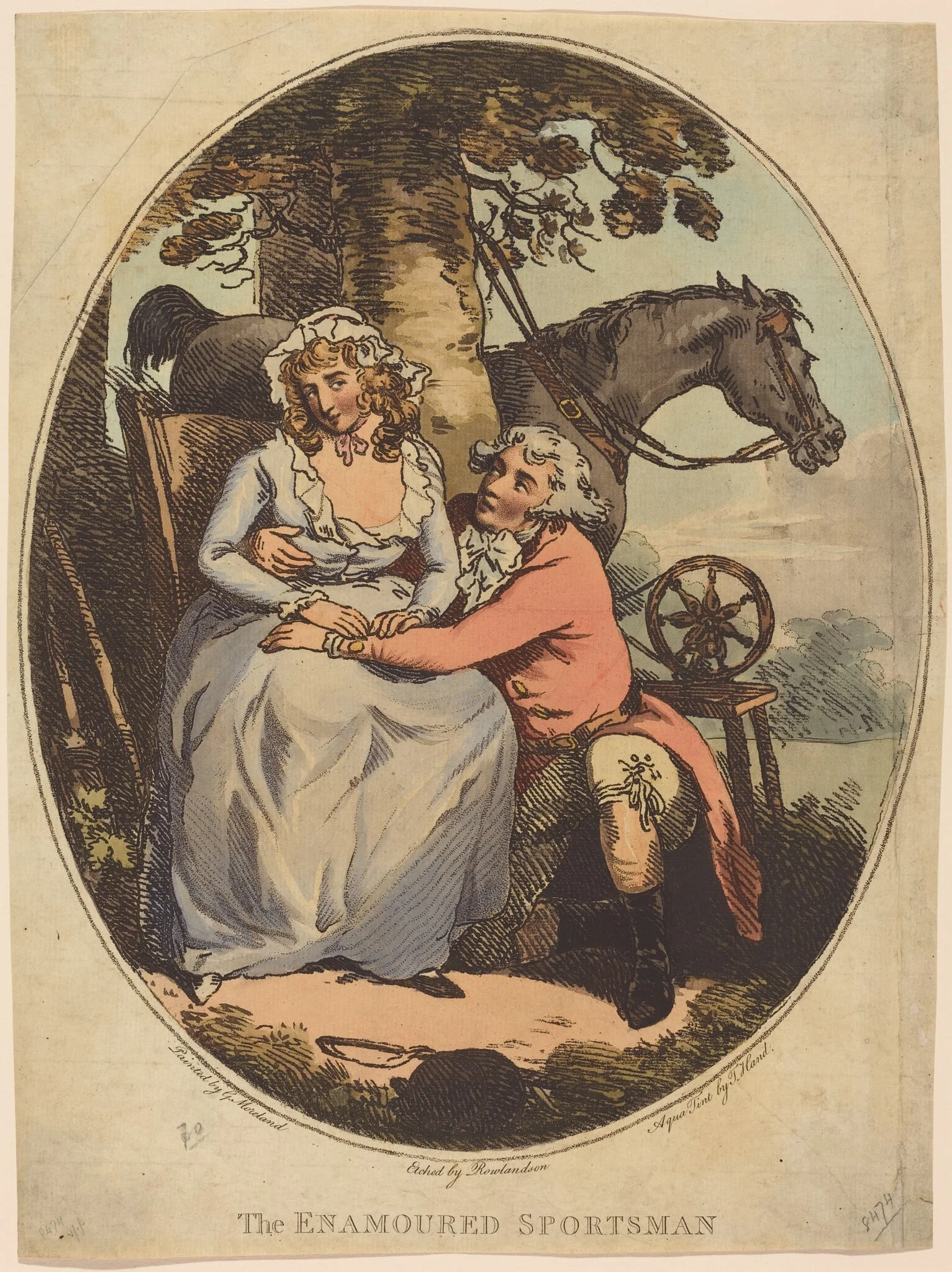 The Enamoured Sportsman, by Thomas Rowlandson, ink, 1792