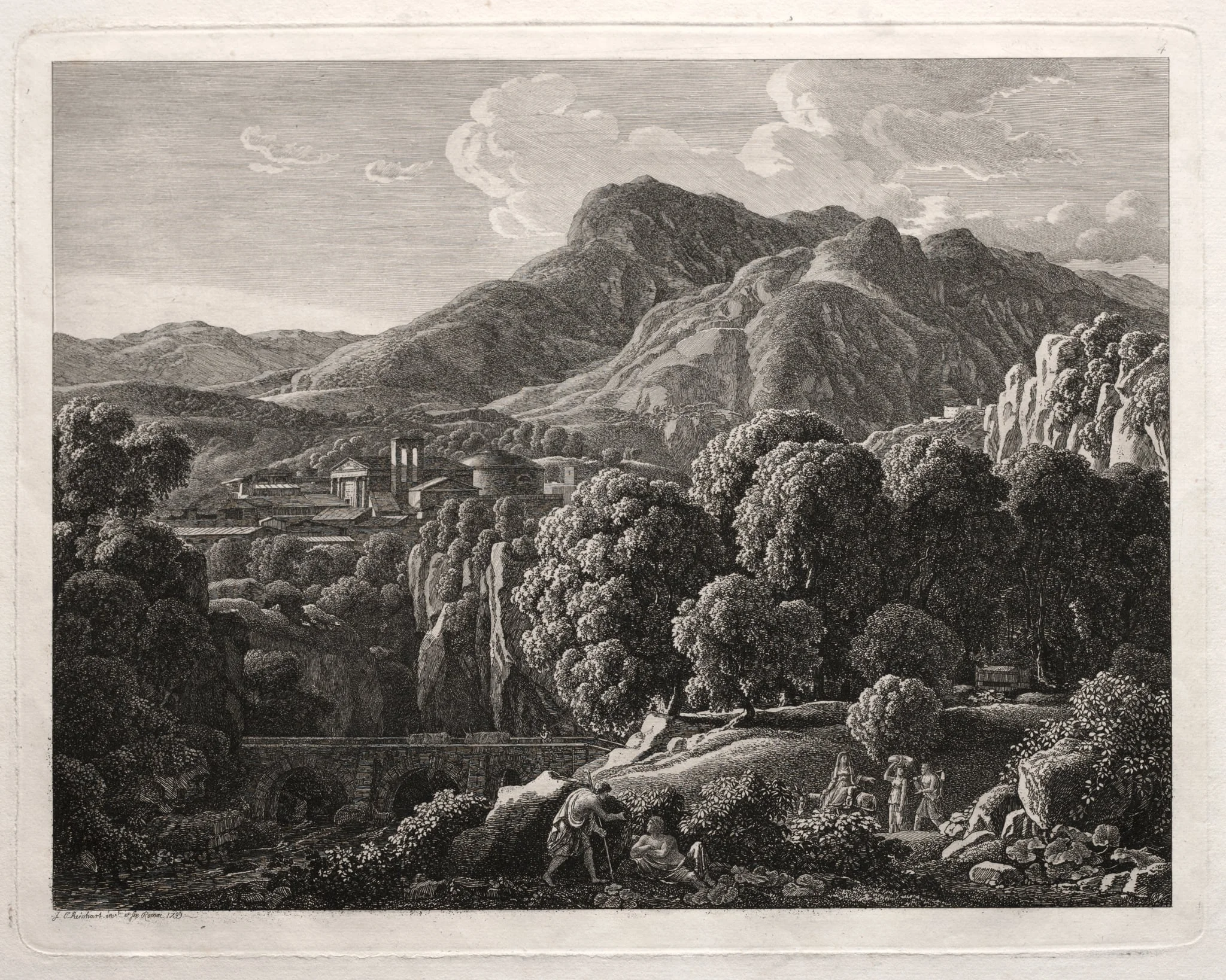 Heroic Landscape: Landscape with Town and River, by Johann Christian Reinhart, 1799