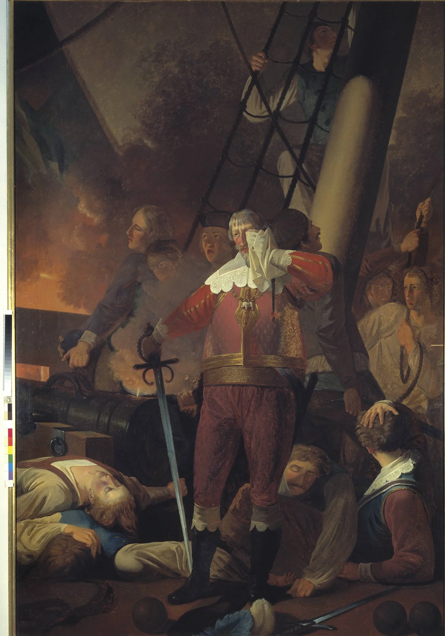Christian IV på "Trefoldigheden" i slaget på Koldberger Heide 1644, by Unknown, 1828