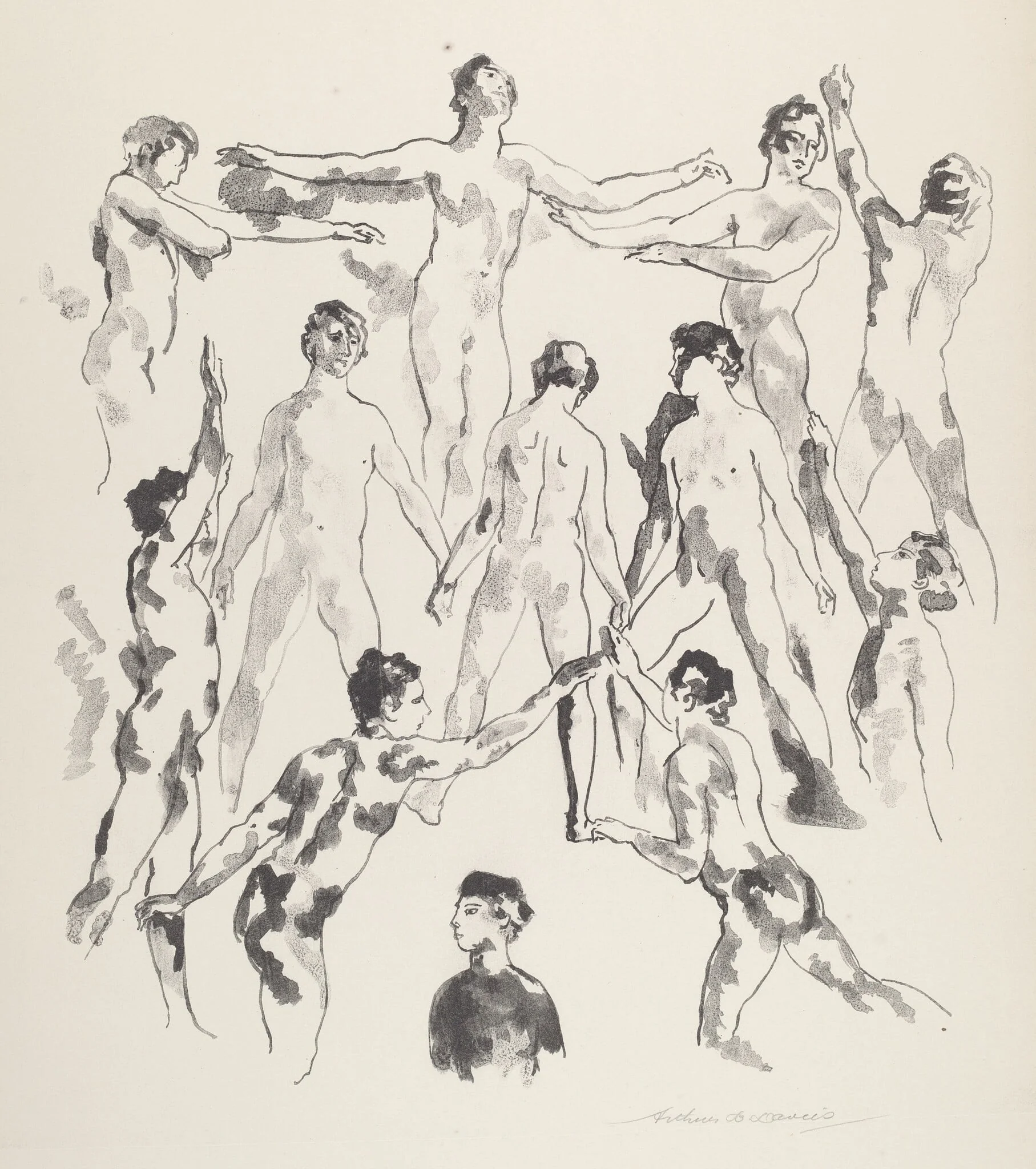 Twelve Men, by Arthur Bowen Davies, ink, 1921