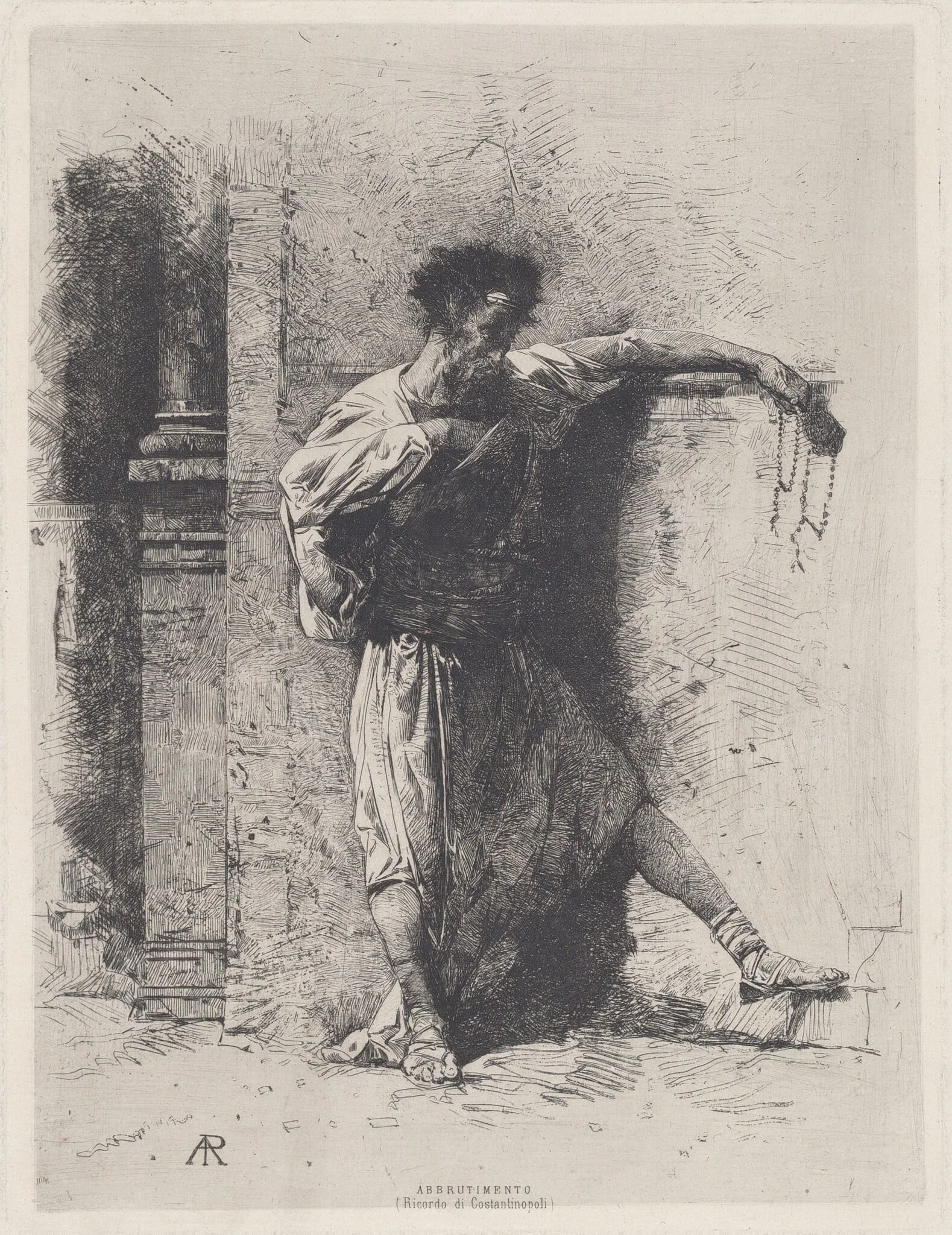 Abbrutimento  (Ricordo di Constantinopoli) [Brutalization (Souvenir of Constantinople)], by Alberto Pasini, ink, 1870