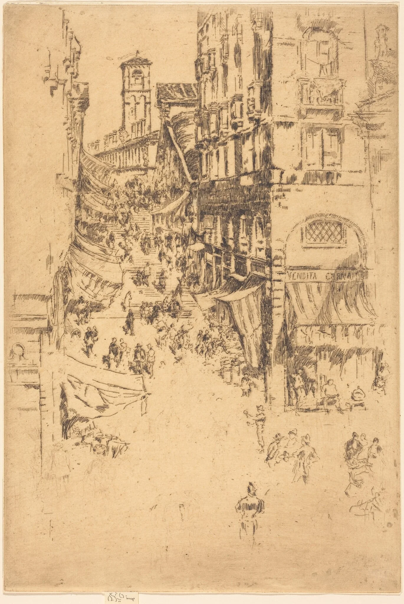 The Rialto, by James McNeill Whistler, ink, 1880