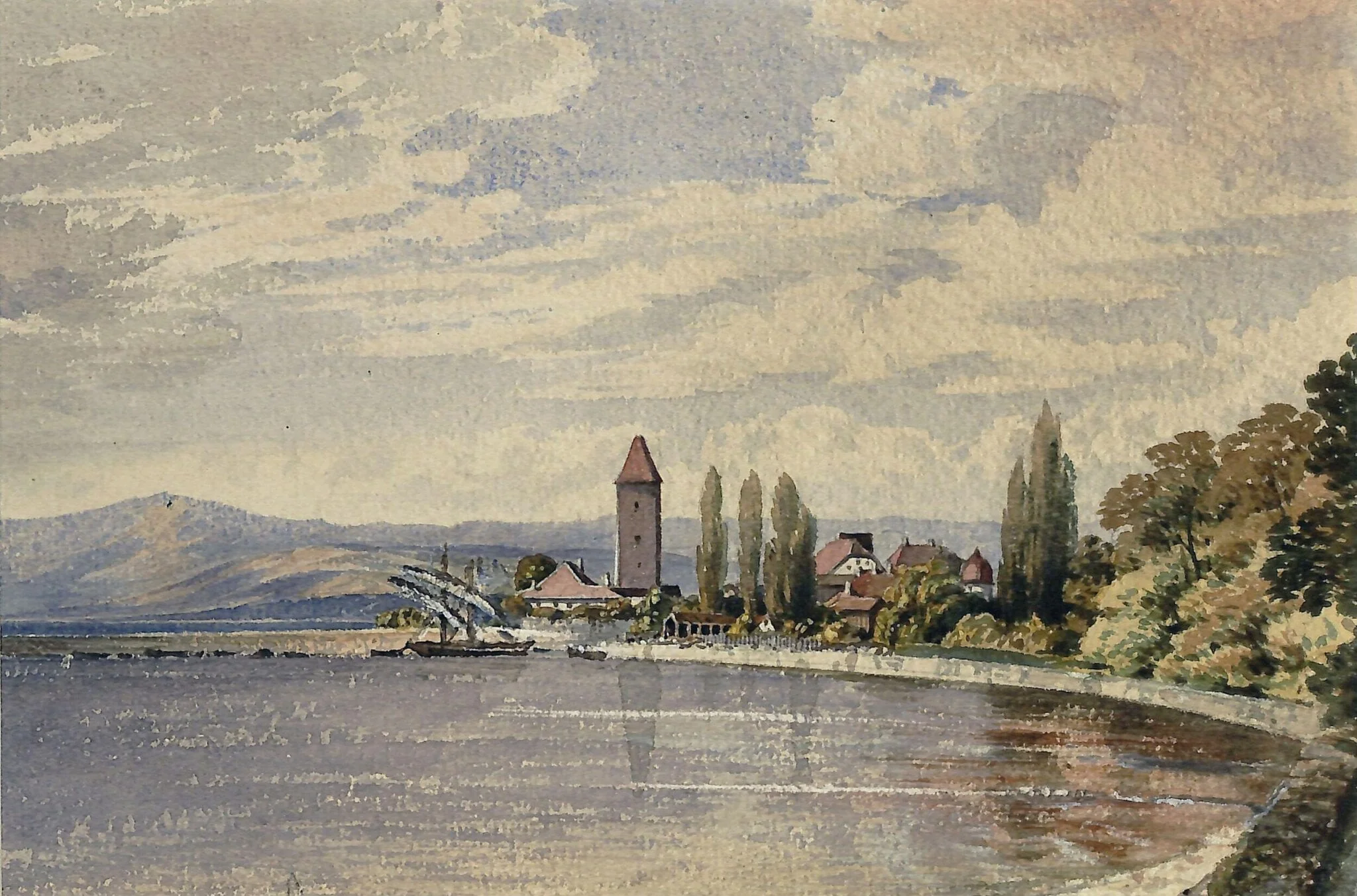 La Tour de Peliz a Geneva, by Unknown, watercolor, 1750