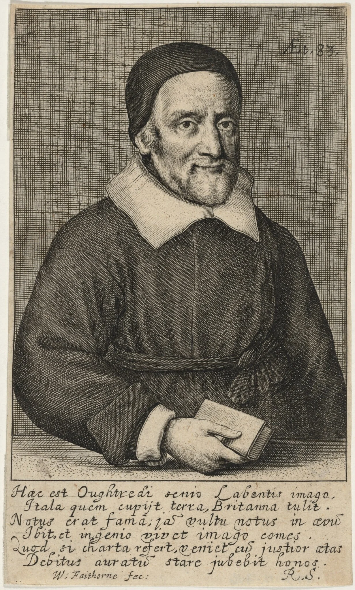 William Oughtred, by William Faithorne, ink, 1657