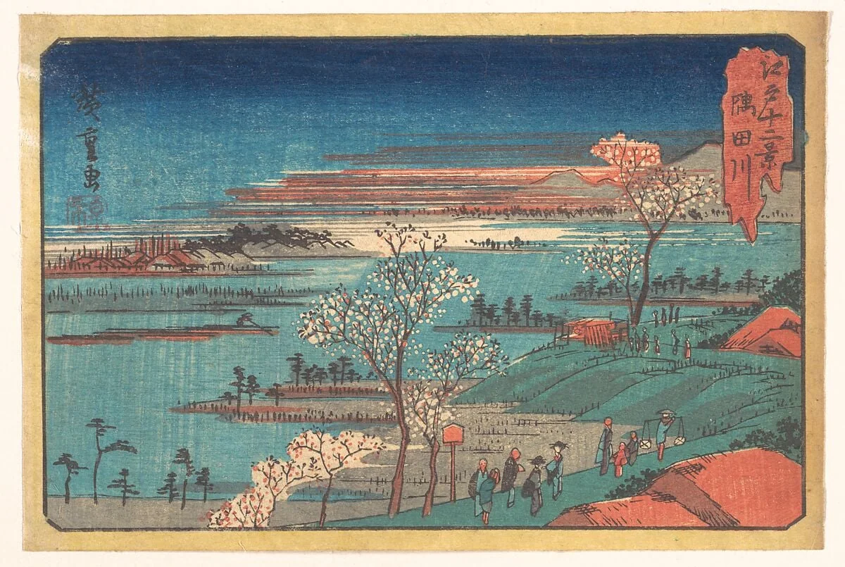 江戸十二景　隅田川|Gotenyama-no Hana, by Utagawa Hiroshige, ink, 1828