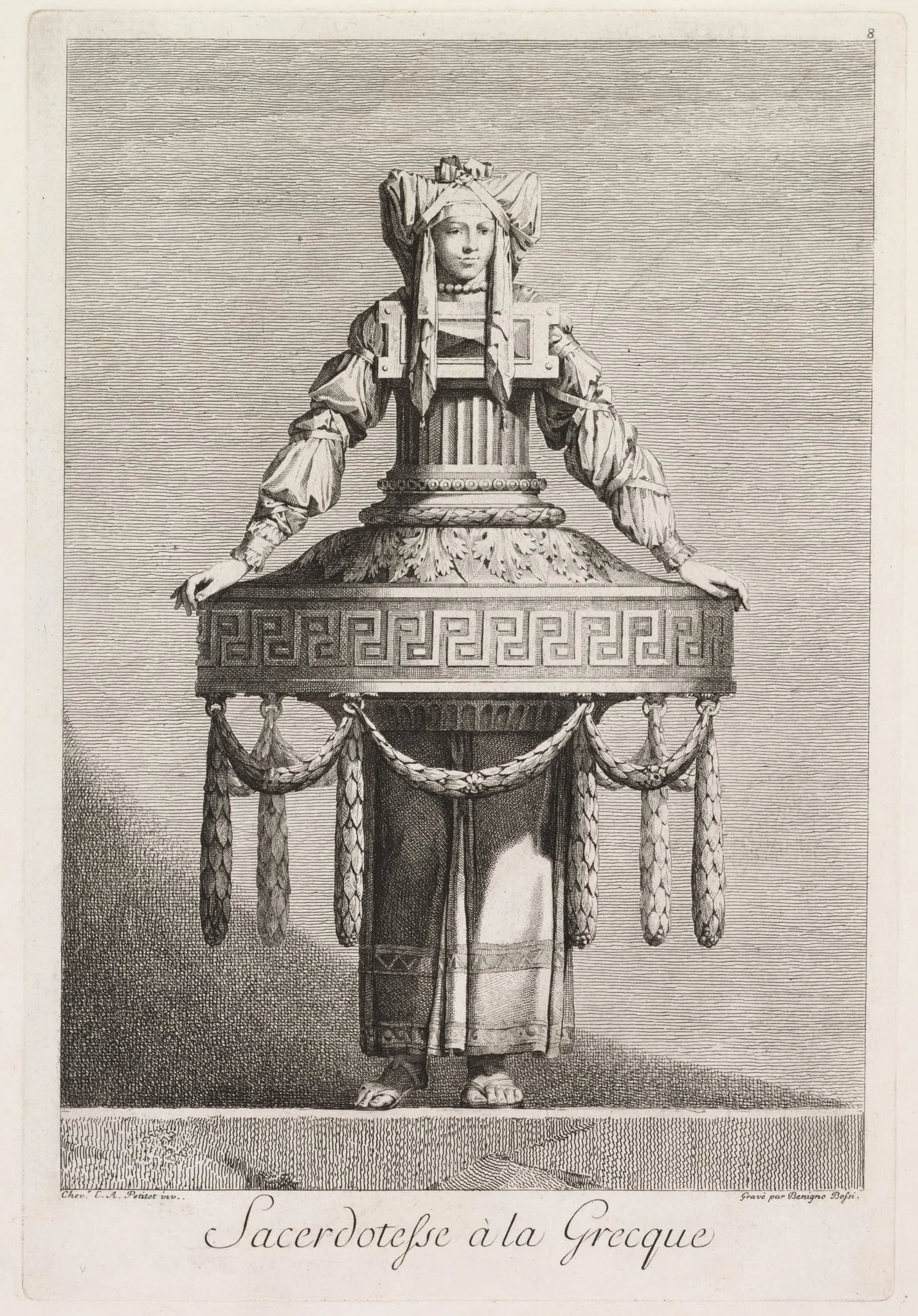 Priestess in the Greek Style, Plate 8, by Benigno Bossi, 1771