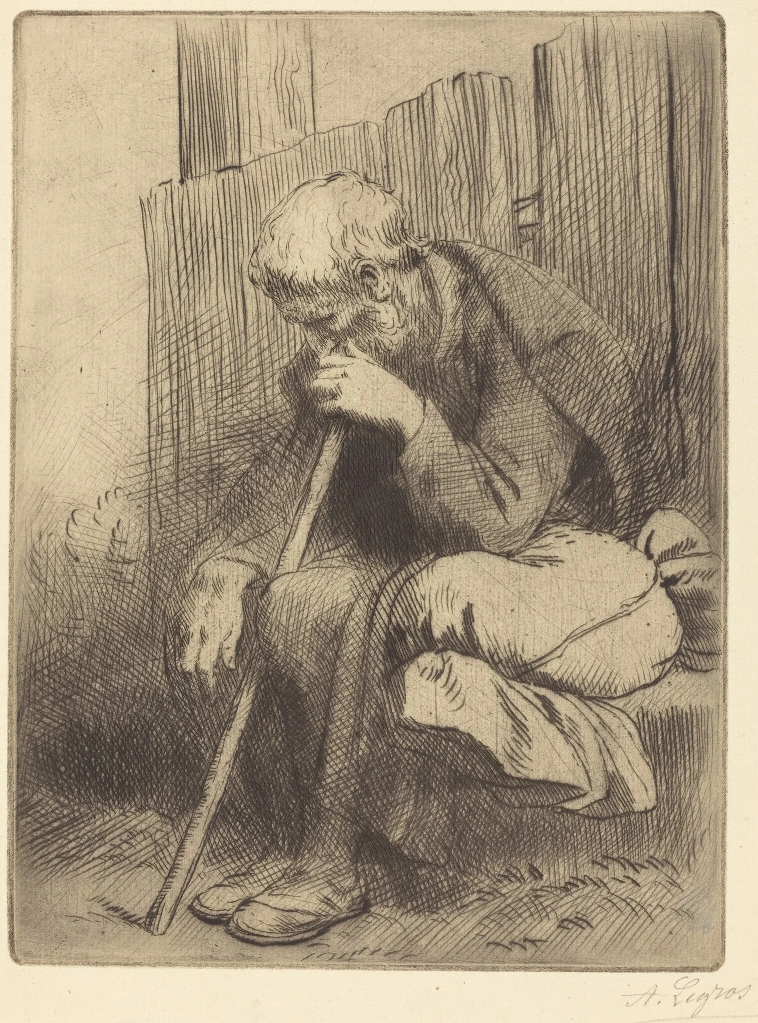 Thinker (Le penseur), by Alphonse Legros, ink, 1874