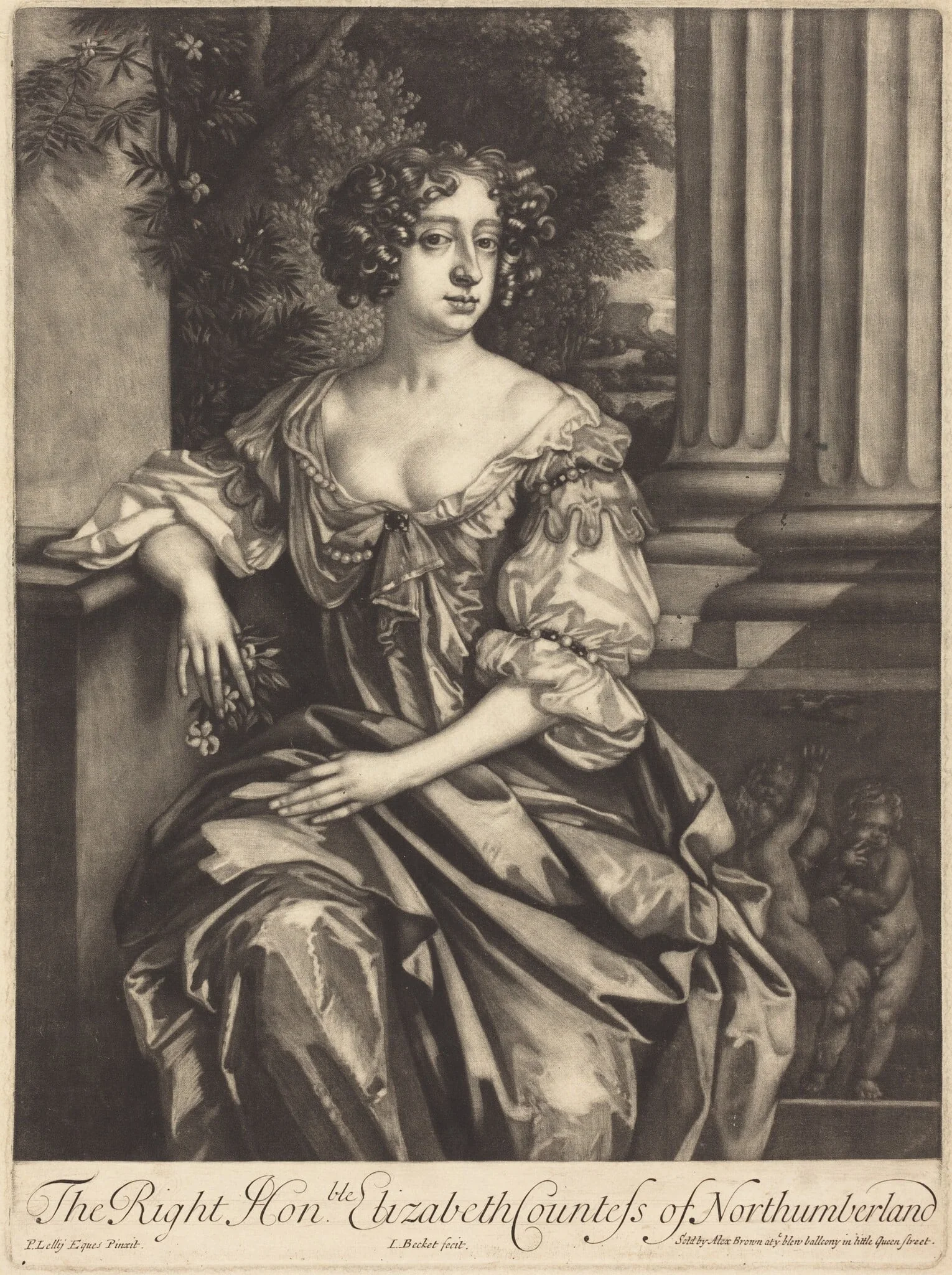 The Right Honorable Elizabeth Countess of Northumberland, by Isaak Beckett, ink, 1684