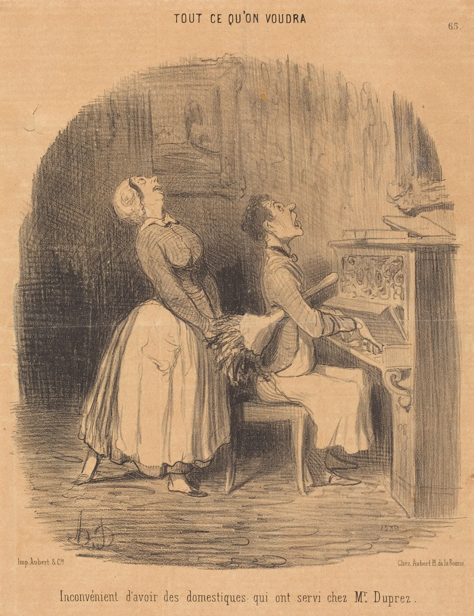Inconvénient... des domestiques qui ont servi chez M. Duprez, by Honoré Daumier, ink, 1850