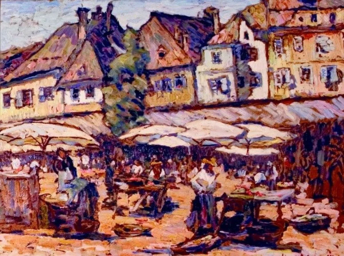 Piața din Sibiu, by Rudolf Schweitzer-Cumpăna, 1936