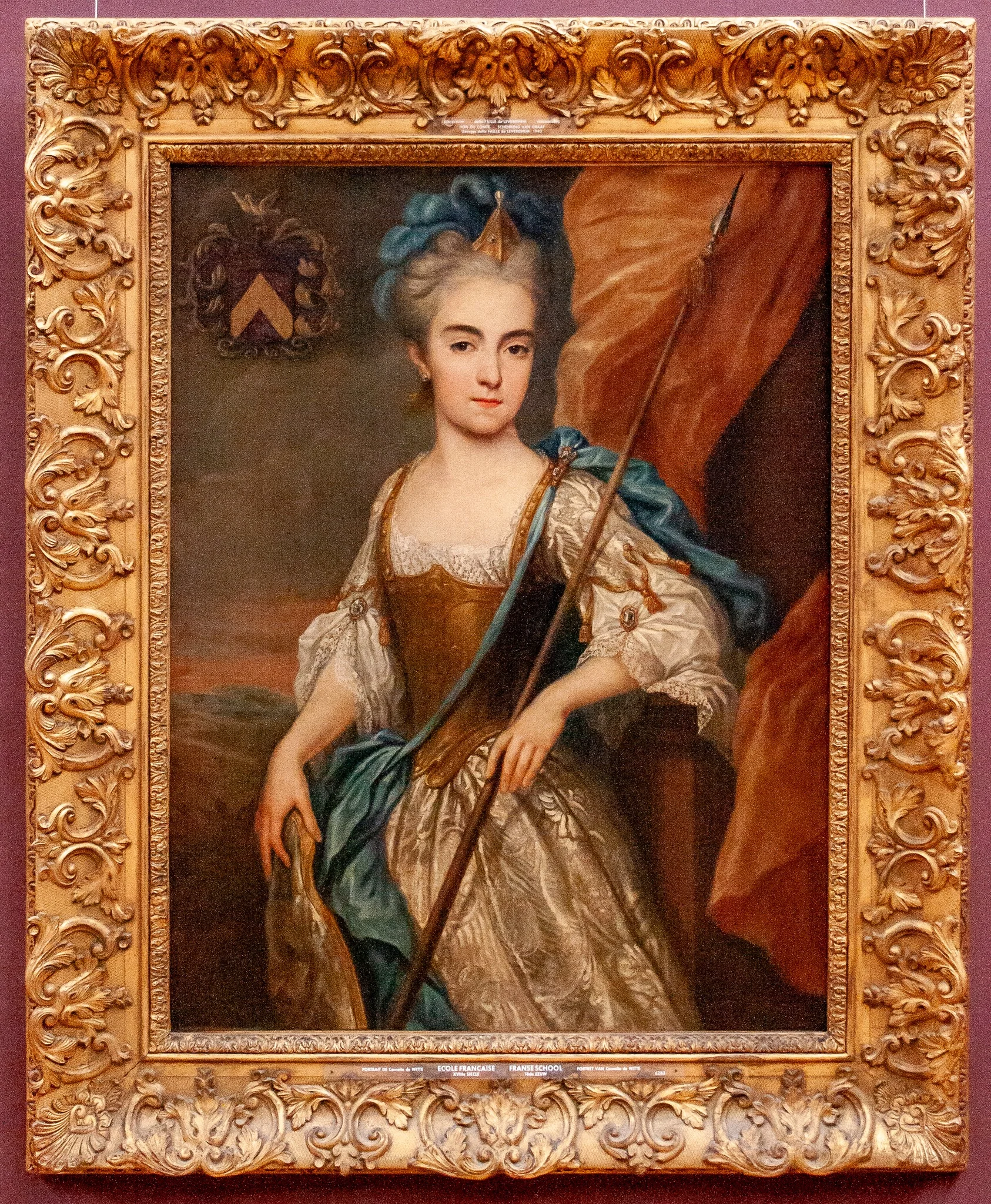 Portret van Cornélie-Brigitte-Cécile de Witte, echtgenote van kolonel François Collin als Minerva, by Unknown, oil, 1800
