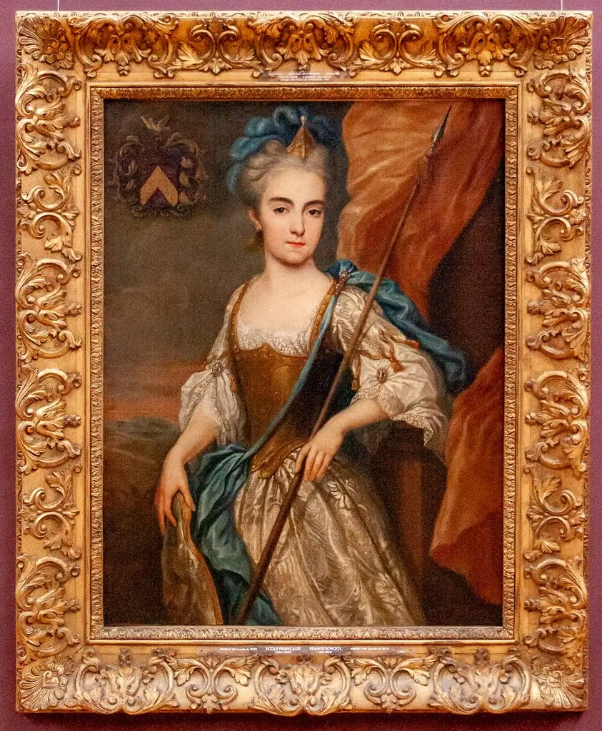 Portret van Cornélie-Brigitte-Cécile de Witte, echtgenote van kolonel François Collin als Minerva