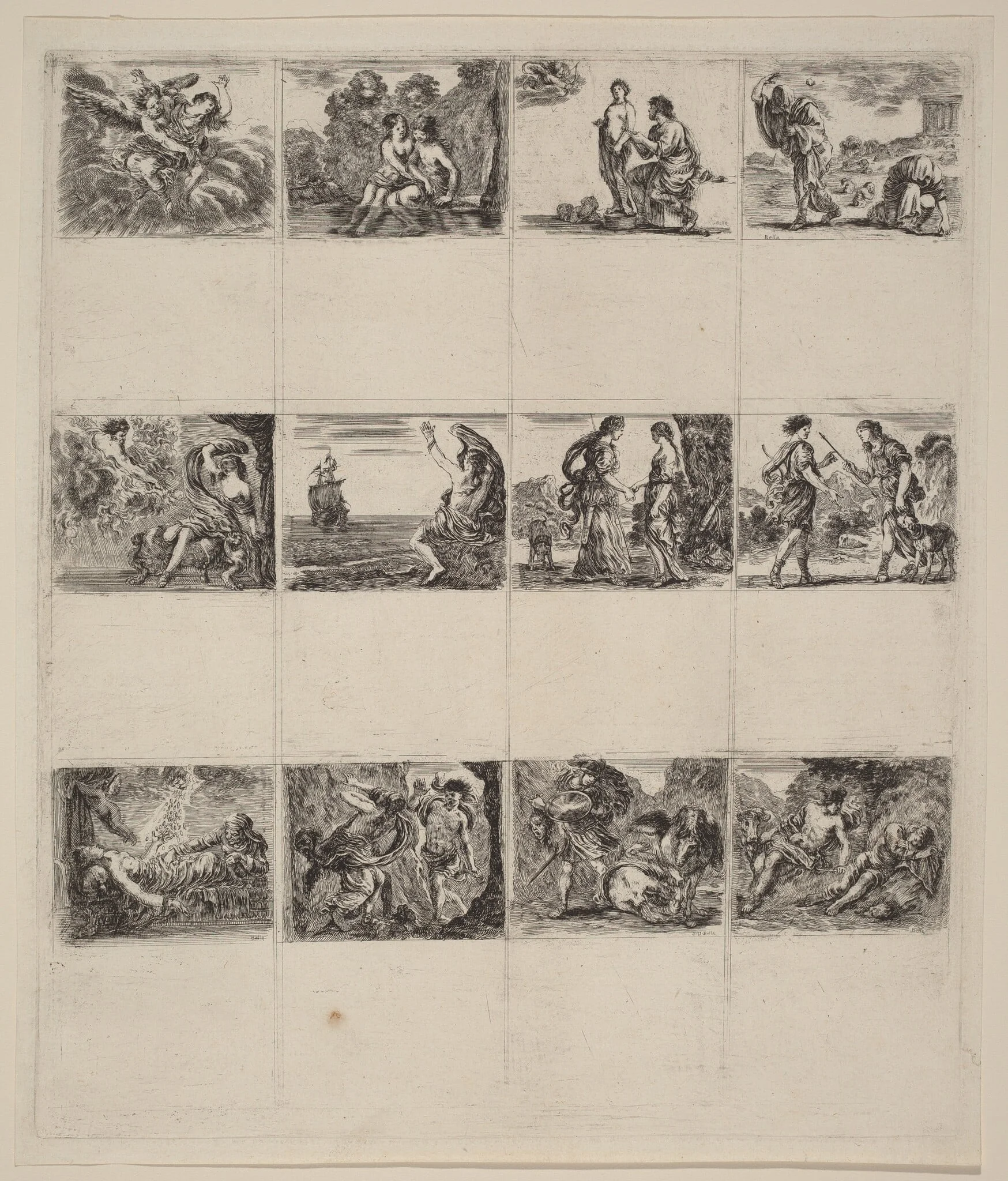 Mythological Playing Cards, by Stefano Della Bella, ink, 1644