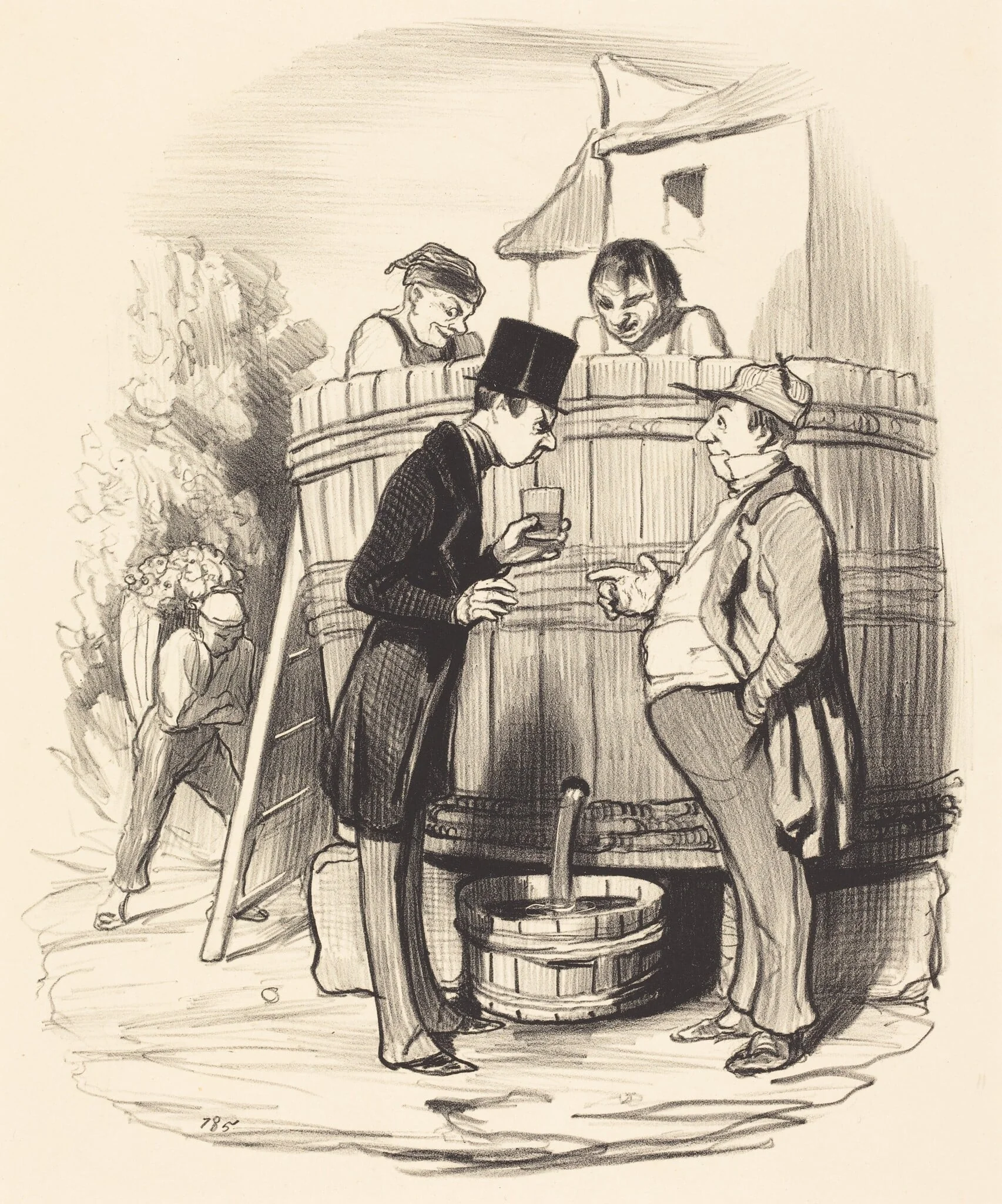 Comment trouvez-vous ce petit vin-la..., by Honoré Daumier, ink, 1845