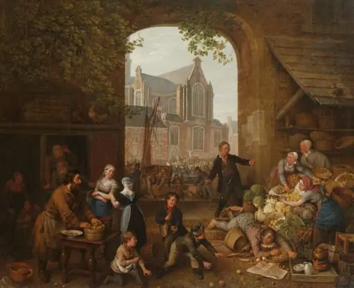 Two Drunkards at the Market near the Westerkerk in Amsterdam