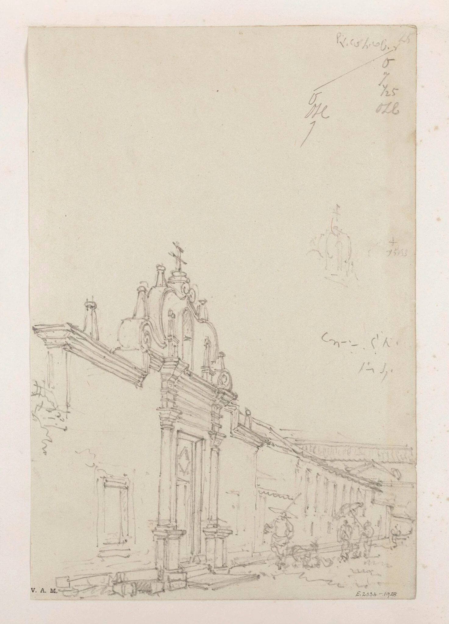 The gateway to the convent of Santa Clara, Macau, by George Chinnery, 5