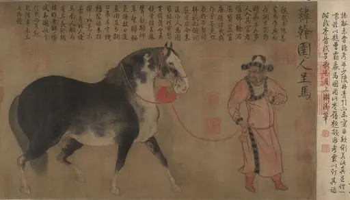 明　佚名　舊傳韓幹　圉人呈馬圖　卷|Horse and groom