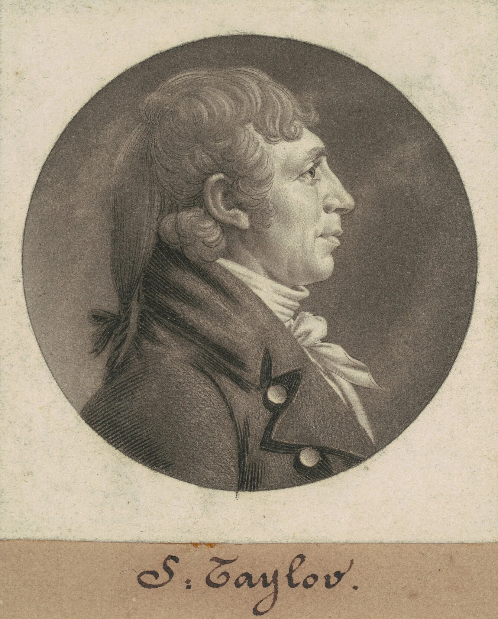 S. Taylor, by Charles Balthazar Julien Févret de Saint-Mémin, ink, 1805
