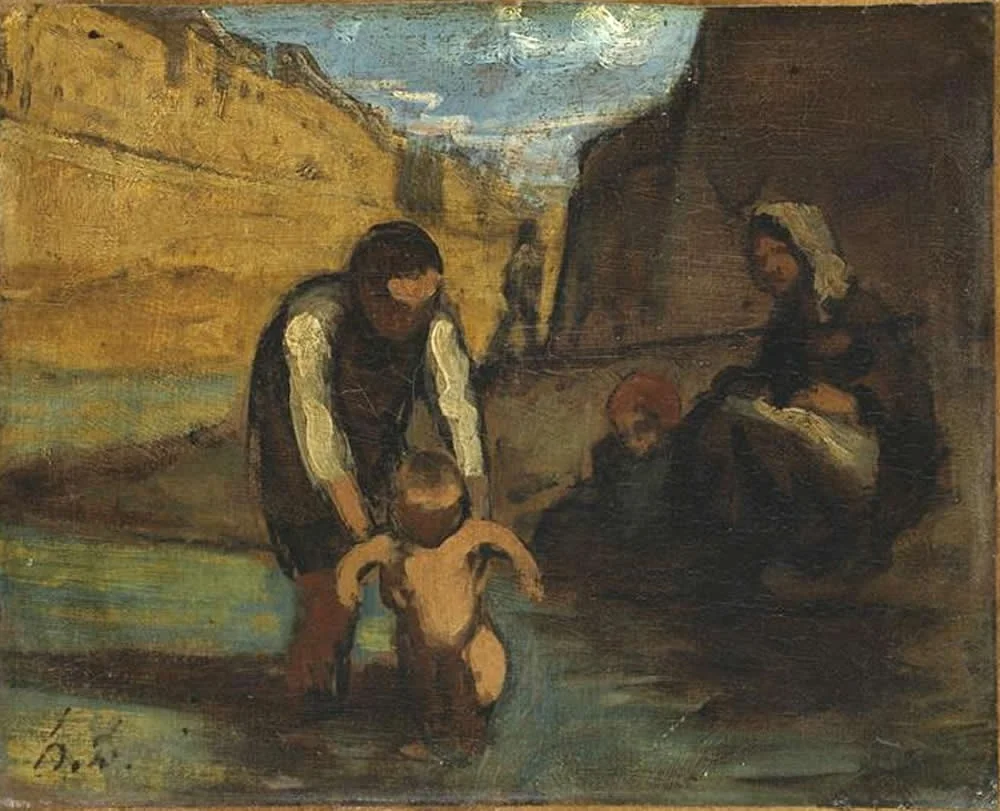 The First Bath, by Honoré Daumier, unspecified, 1853